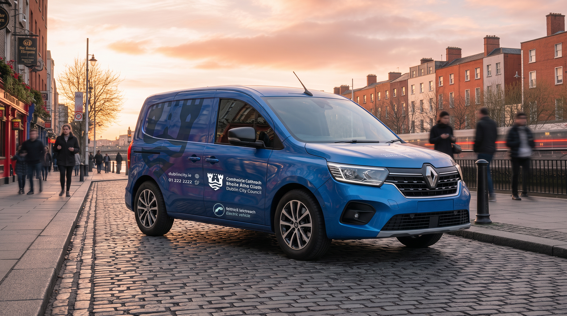 A Van with the new Dublin City Council Fleet Livery at sunset